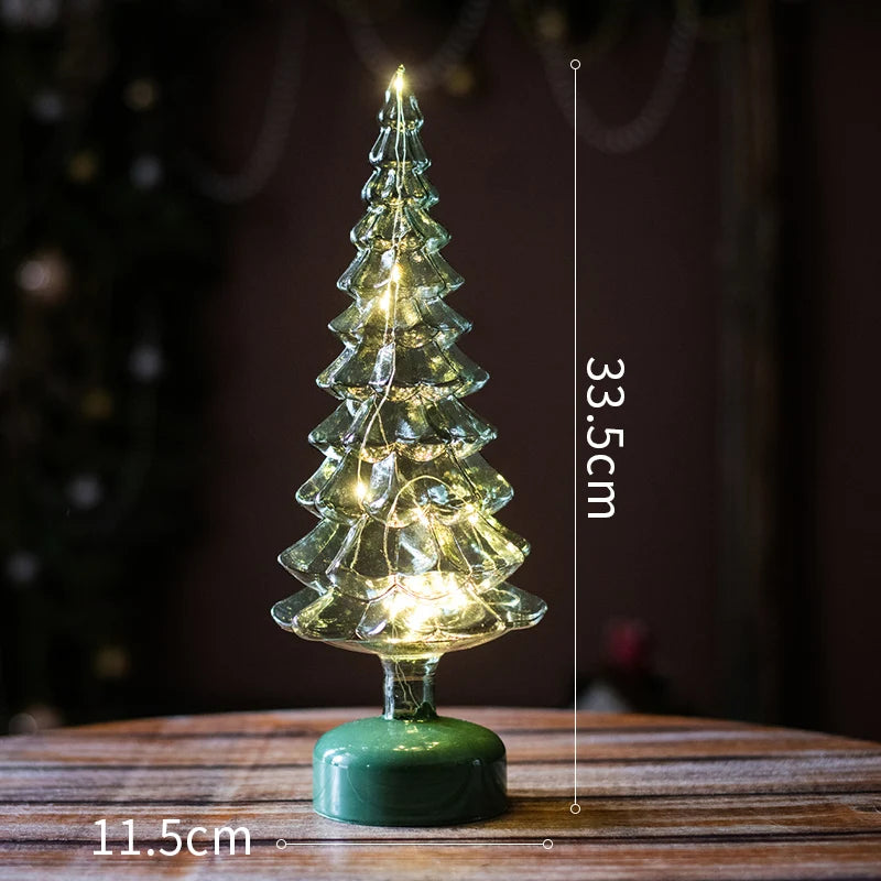 Árbol De Navidad De cristal, luz nocturna para el hogar, Navidad, ambiente festivo romántico, adornos De Navidad, decoración luminosa LED