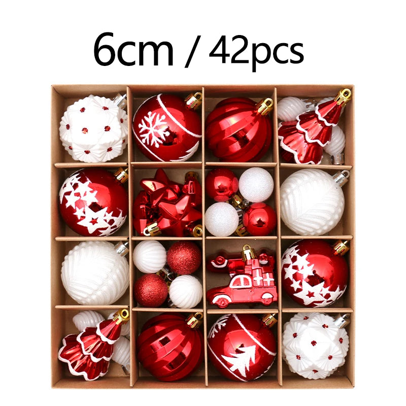 42 Uds. De bolas de Navidad de 6CM, adornos para árbol de Navidad, colgantes para colgar, fiesta en casa, decoración de árbol de Navidad, regalos de Año Nuevo