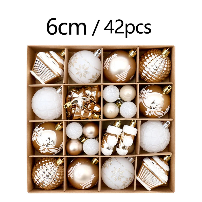 42 Uds. De bolas de Navidad de 6CM, adornos para árbol de Navidad, colgantes para colgar, fiesta en casa, decoración de árbol de Navidad, regalos de Año Nuevo