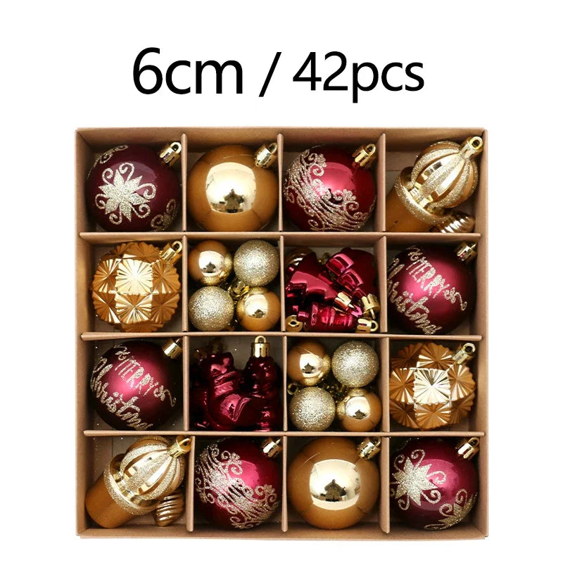 42 Uds. De bolas de Navidad de 6CM, adornos para árbol de Navidad, colgantes para colgar, fiesta en casa, decoración de árbol de Navidad, regalos de Año Nuevo