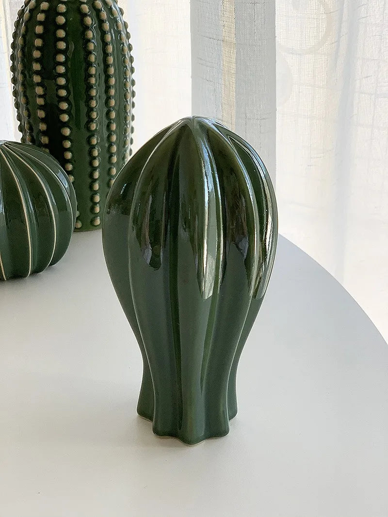Regalo de decoración del hogar, Cactus de cerámica creativo, decoración estética, desierto Tropical, sala de equinopsis, adorno verde para Hotel, 2024