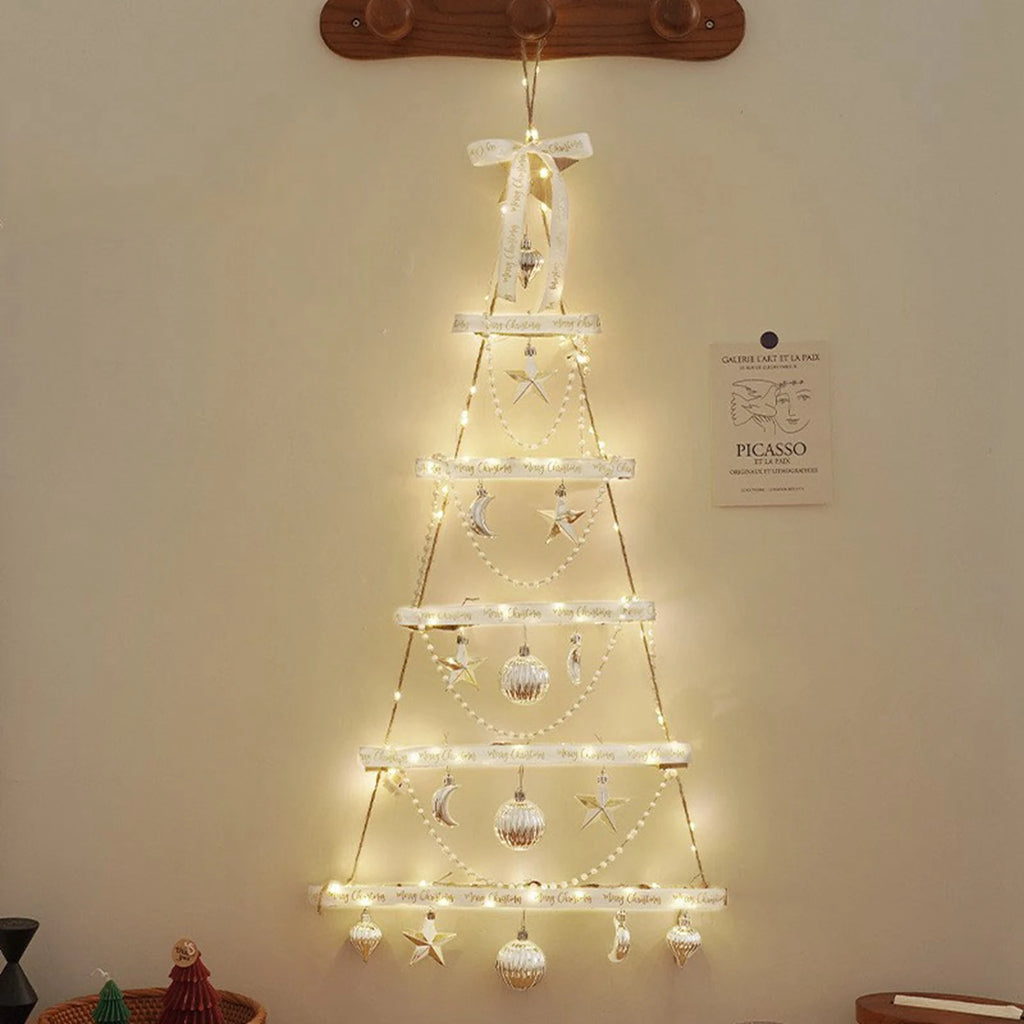 DIY colgante luminoso decoraciones navideñas plegables Navidad Artificial árbol de Navidad decoración pared árbol de Navidad hogar