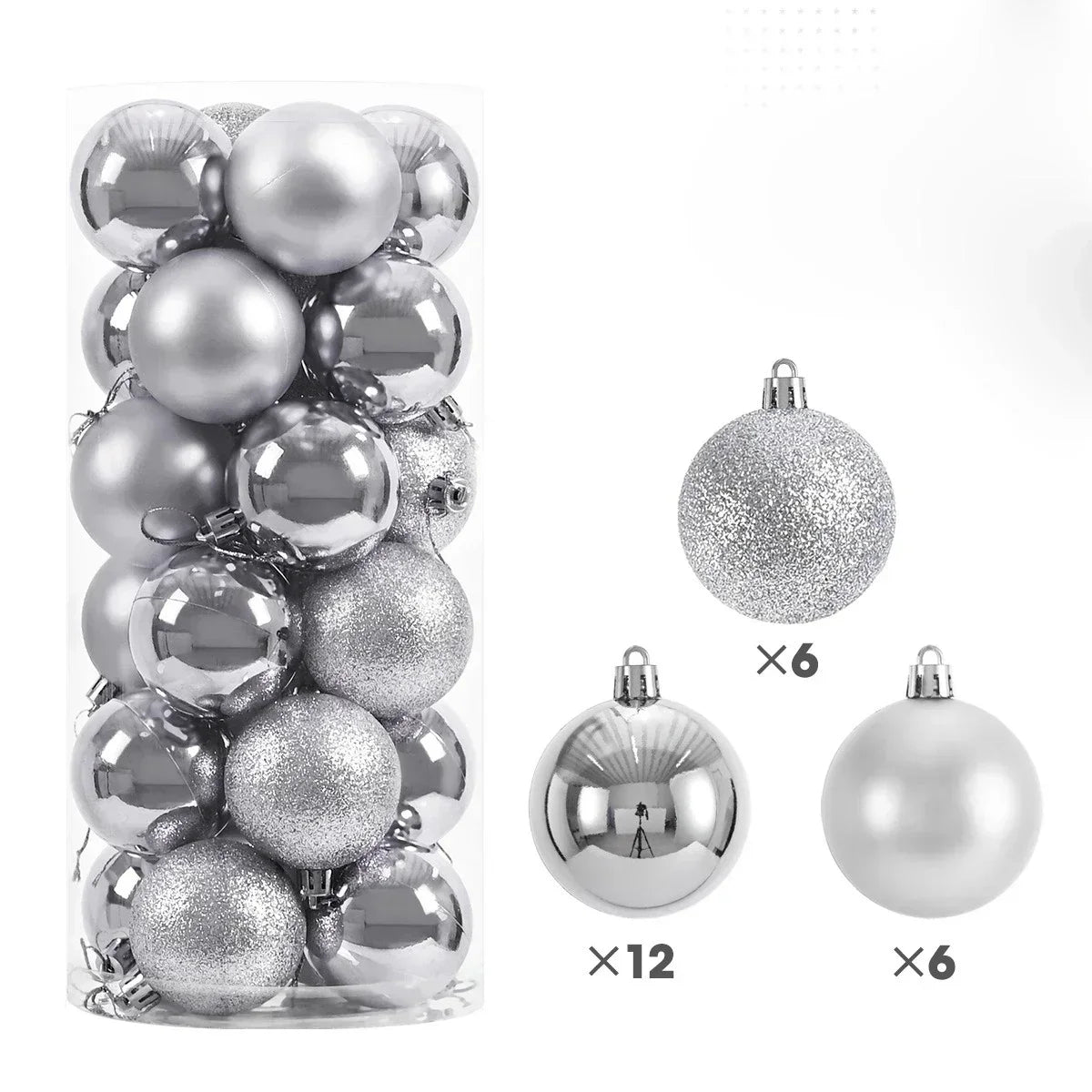 24 Uds. Bolas de Navidad de 3/4/6CM, bola grande, adornos colgantes para árbol de Navidad para decoración de fiesta, accesorios de regalos de Navidad de Año Nuevo 2025