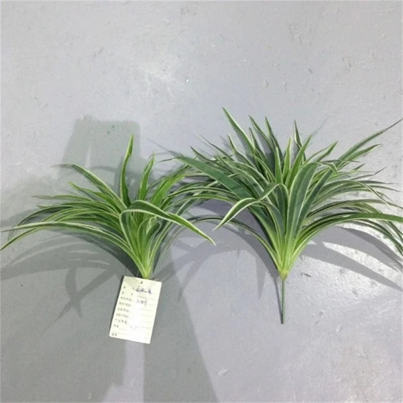 Plantas artificiales de plástico, rama de clorofito, plantas falsas decorativas para el hogar, decoración de mesa en maceta para interiores, sin maceta