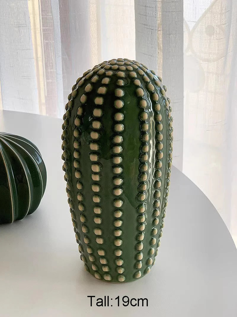 Regalo de decoración del hogar, Cactus de cerámica creativo, decoración estética, desierto Tropical, sala de equinopsis, adorno verde para Hotel, 2024