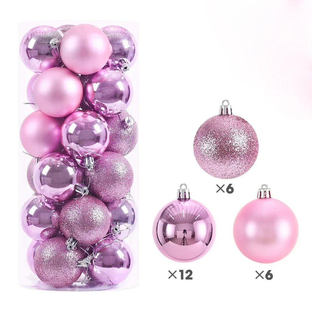 24 Uds. Bolas de Navidad de 3/4/6CM, bola grande, adornos colgantes para árbol de Navidad para decoración de fiesta, accesorios de regalos de Navidad de Año Nuevo 2025