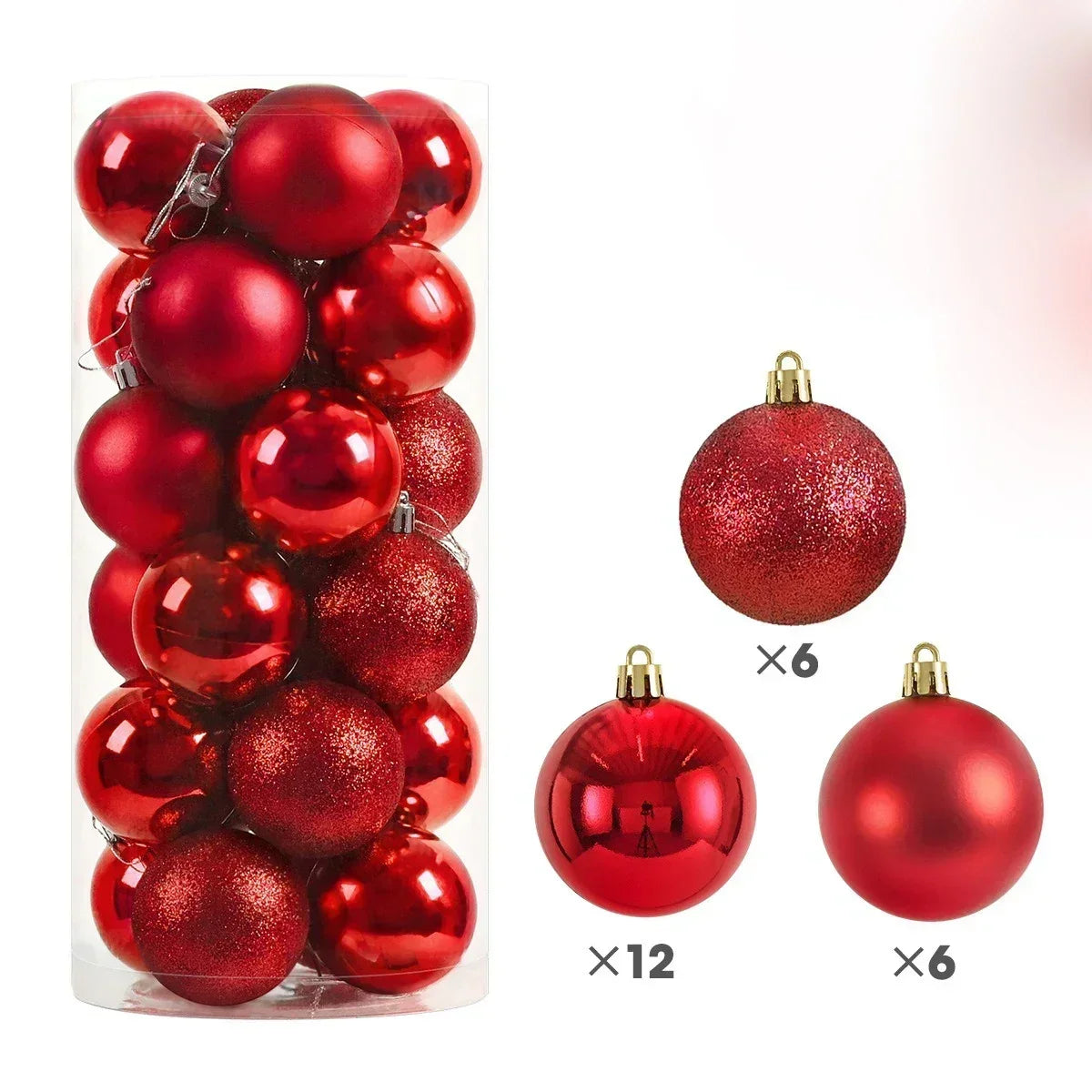 24 Uds. Bolas de Navidad de 3/4/6CM, bola grande, adornos colgantes para árbol de Navidad para decoración de fiesta, accesorios de regalos de Navidad de Año Nuevo 2025